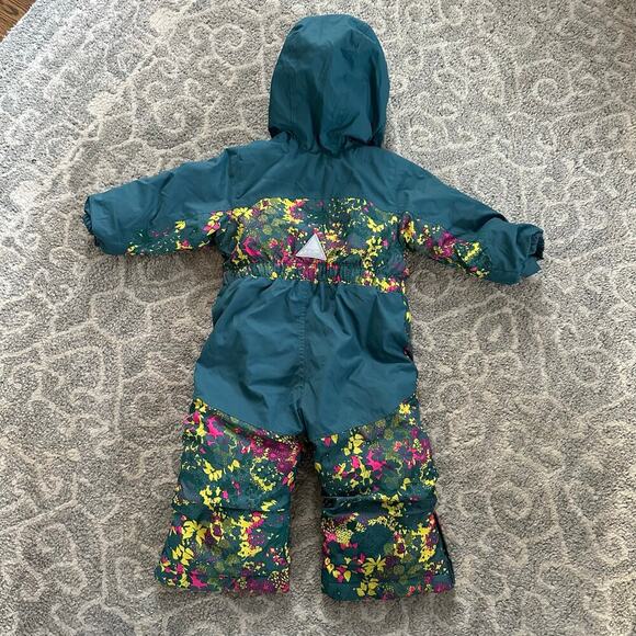 LL Bean Coldbuster Snowsuit Blue Yellow Pink Toddler 12-18 Mo Adjustable Stitch - Picture 6 of 9